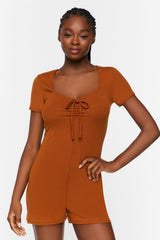 Ruched Drawstring Lounge Romper