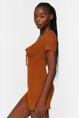 Ruched Drawstring Lounge Romper