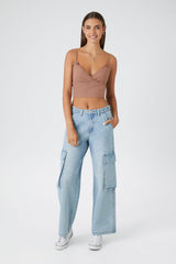 Lace-Trim Surplice Cropped Cami