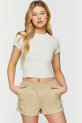 Twill Mid-Rise Cuffed Shorts