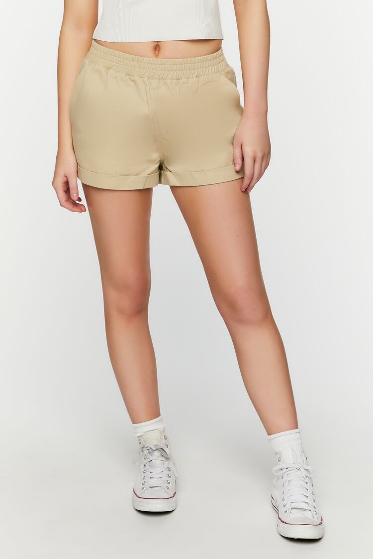 Twill Mid-Rise Cuffed Shorts