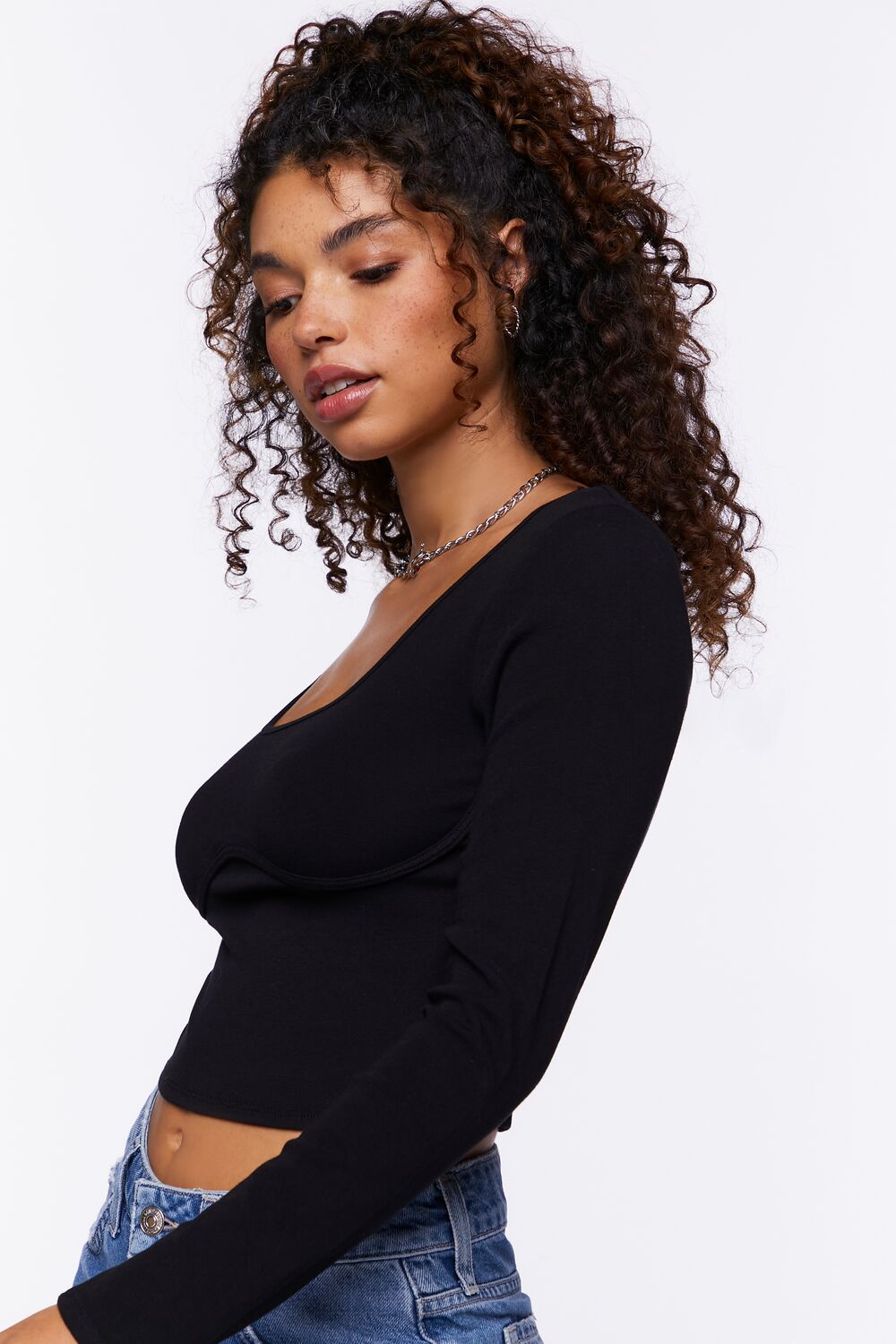 Underbust Long-Sleeve Crop Top