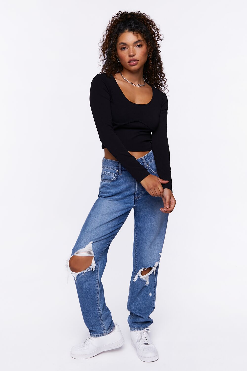Underbust Long-Sleeve Crop Top