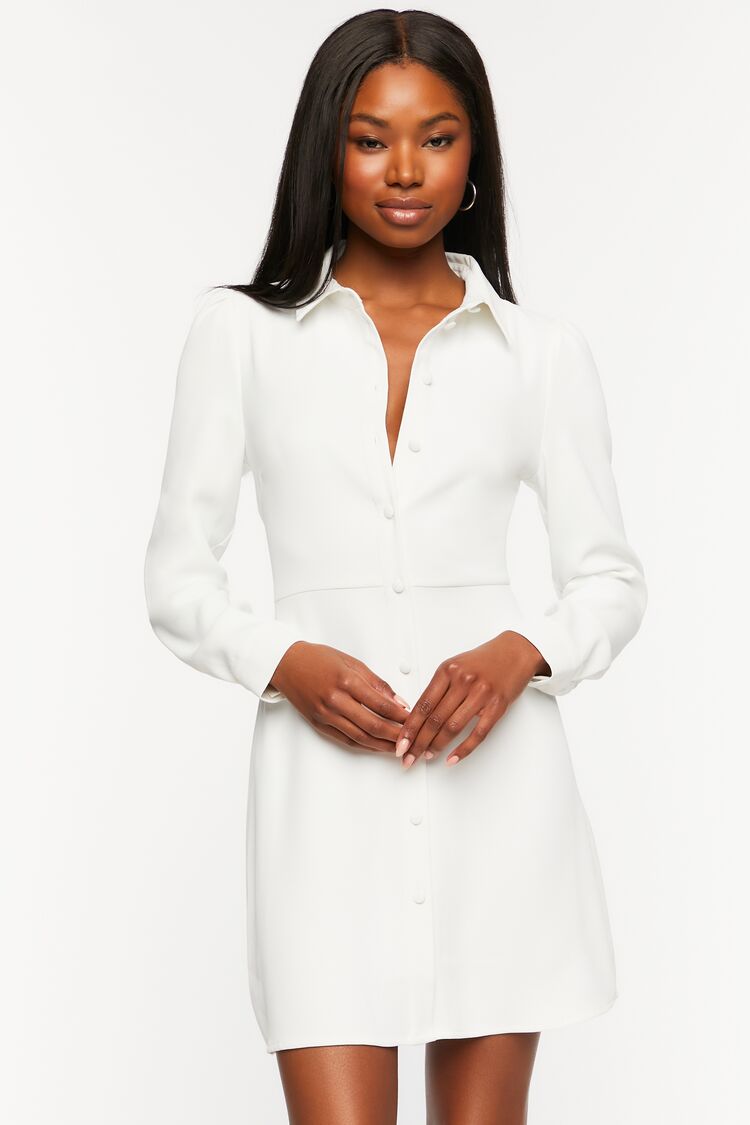 Collared Button-Front Mini Dress