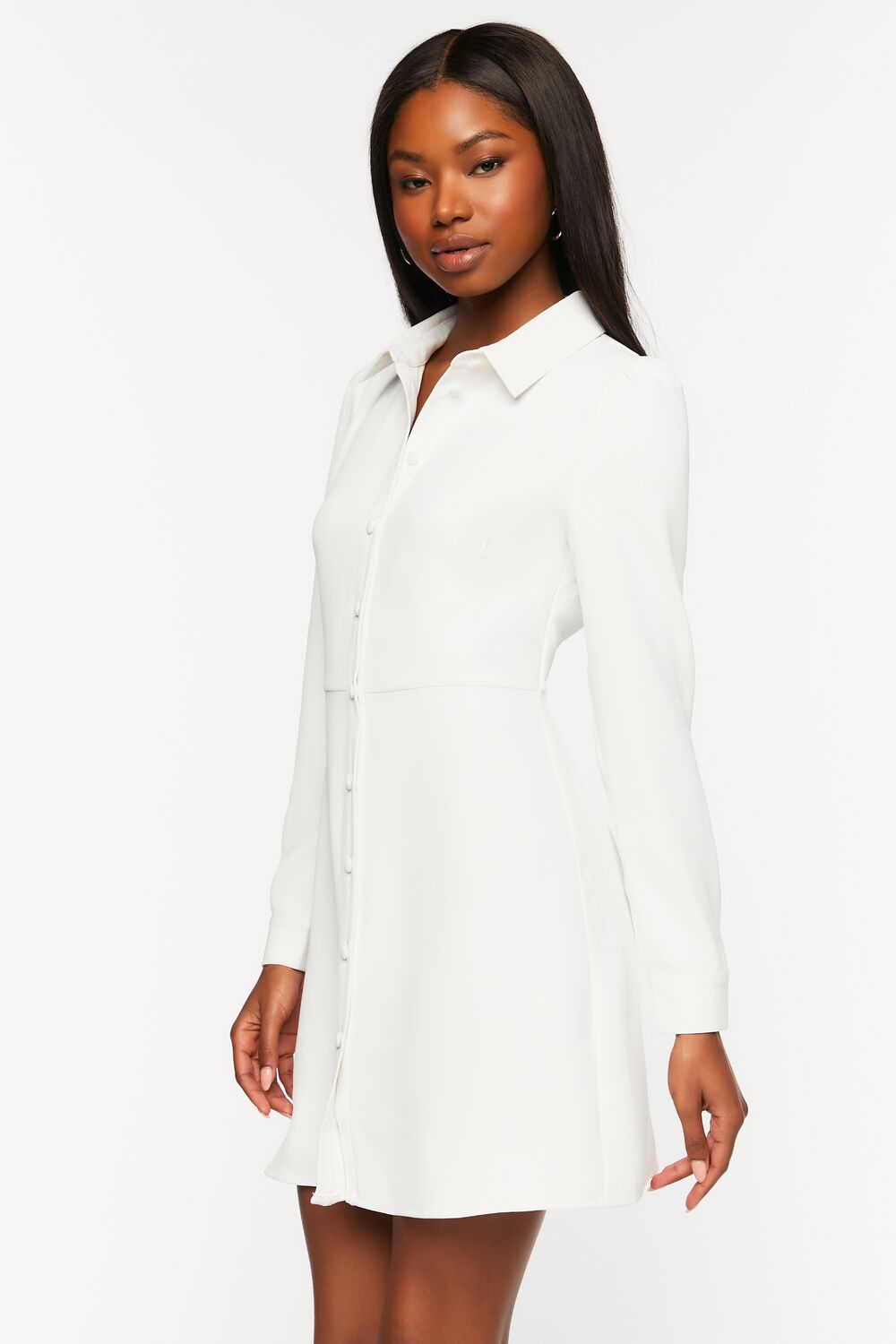 Collared Button-Front Mini Dress