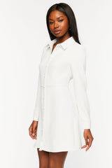 Collared Button-Front Mini Dress