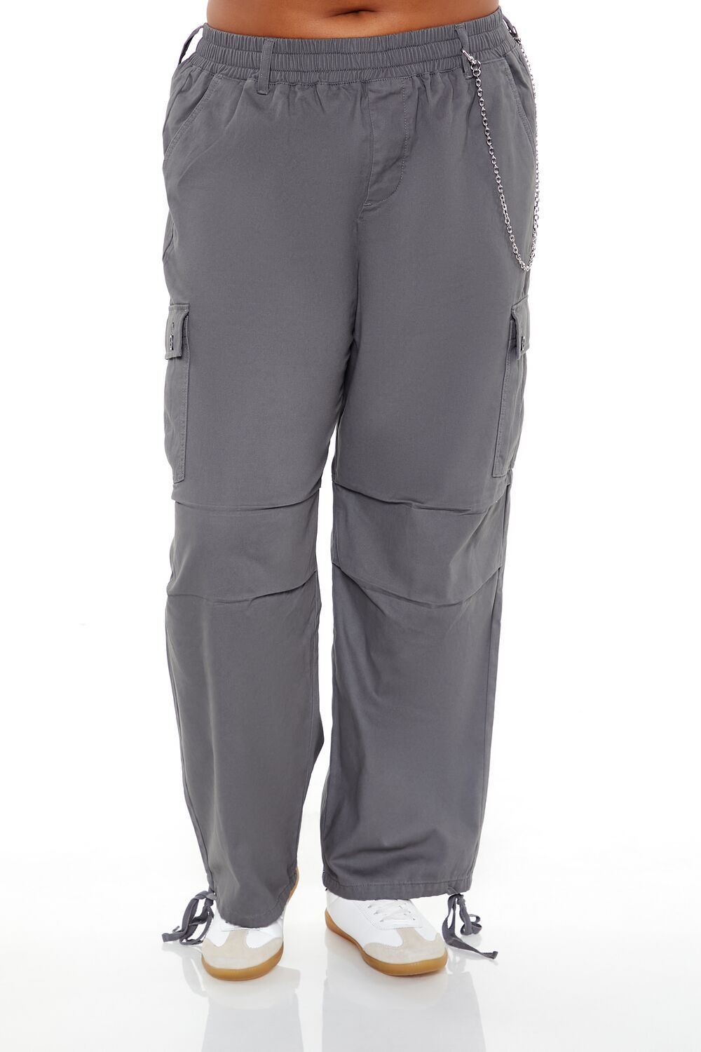 Plus Size Twill Cargo Wallet Chain Pants