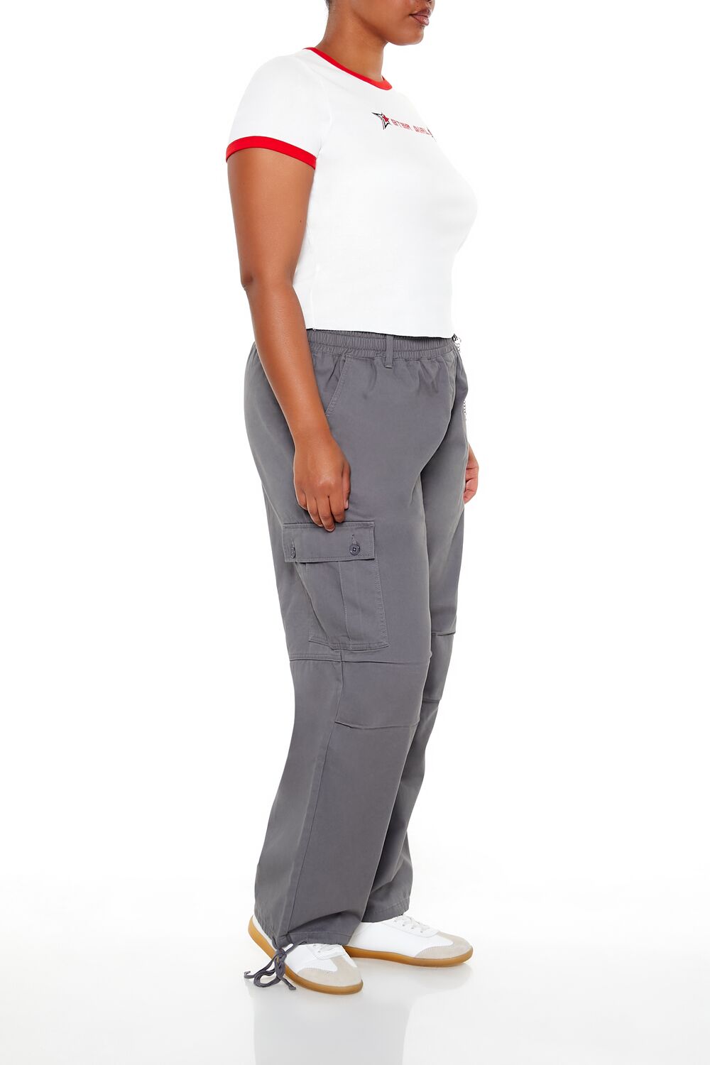 Plus Size Twill Cargo Wallet Chain Pants