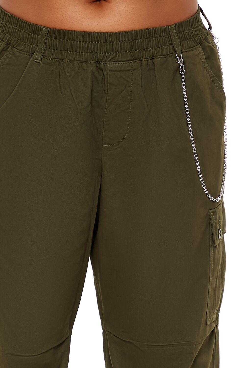 Plus Size Twill Cargo Wallet Chain Pants