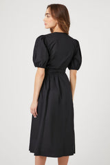 Poplin Wrap Midi Dress
