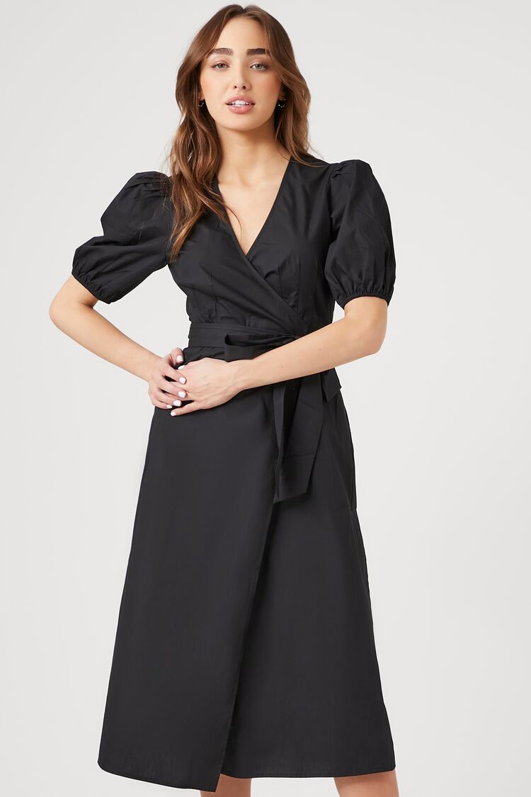 Poplin Wrap Midi Dress