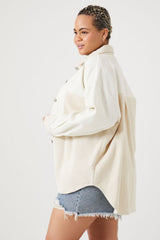 Plus Size Corduroy Colorblock Shacket