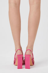 Faux Leather Square-Toe Block Heels
