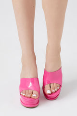 Faux Patent Leather Platform Wedges