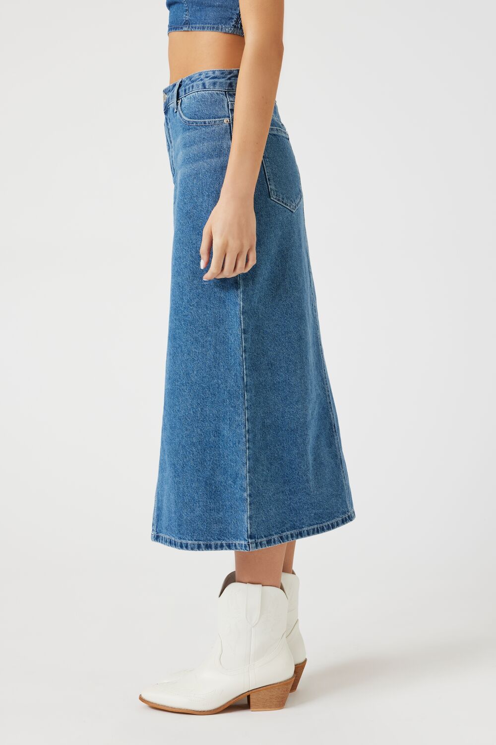 Denim Slit Midi Skirt