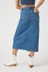 Denim Slit Midi Skirt
