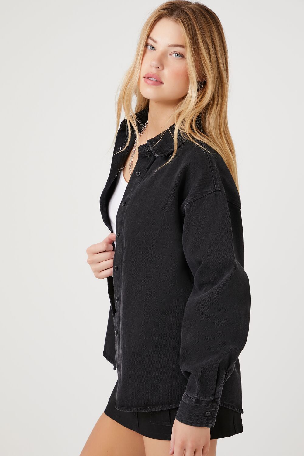 Drop-Sleeve Denim Shirt