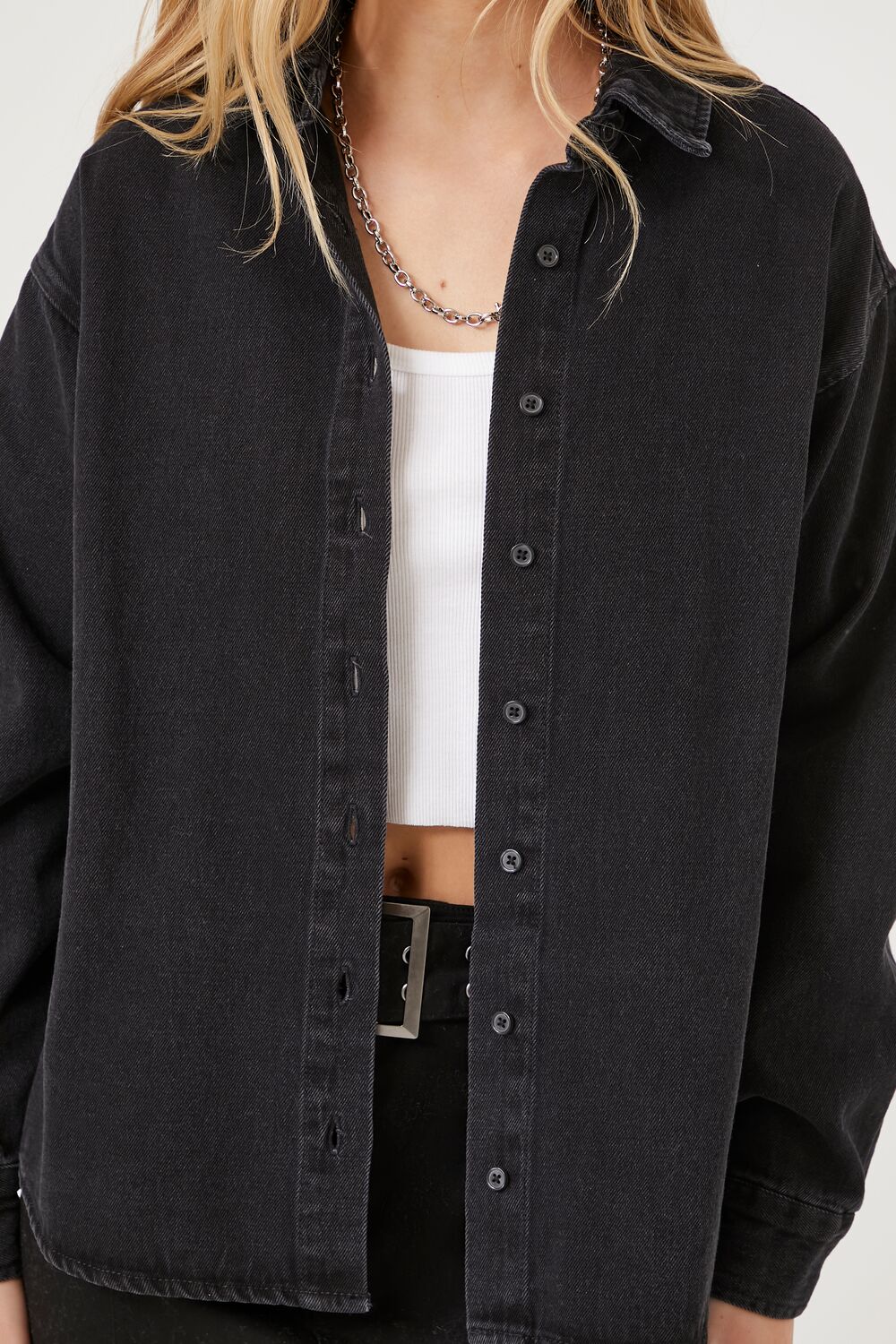 Drop-Sleeve Denim Shirt