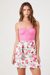 Floral Bustier Combo Wrap Dress