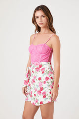 Floral Bustier Combo Wrap Dress