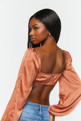 Draped Satin Crop Top