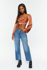 Draped Satin Crop Top