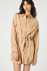 Tie-Waist Mini Shirt Dress