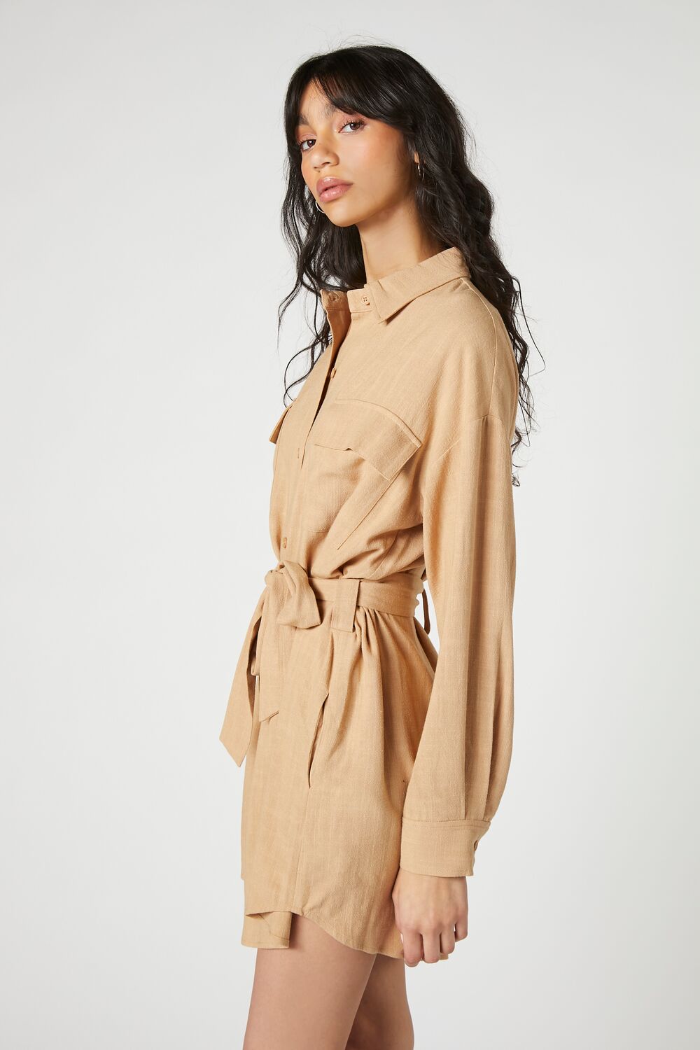 Tie-Waist Mini Shirt Dress