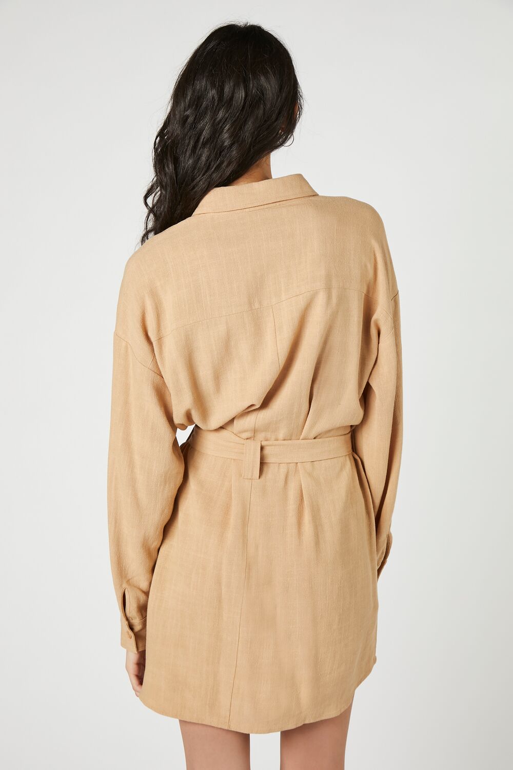 Tie-Waist Mini Shirt Dress