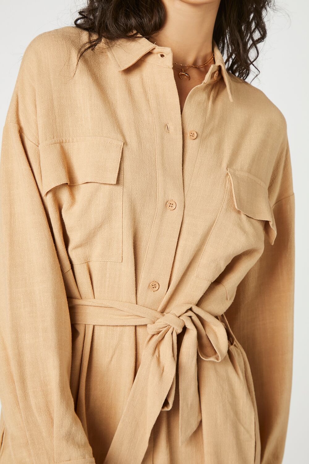 Tie-Waist Mini Shirt Dress