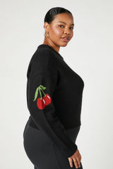 Plus Size Cherry Print Sweater