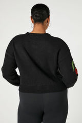 Plus Size Cherry Print Sweater