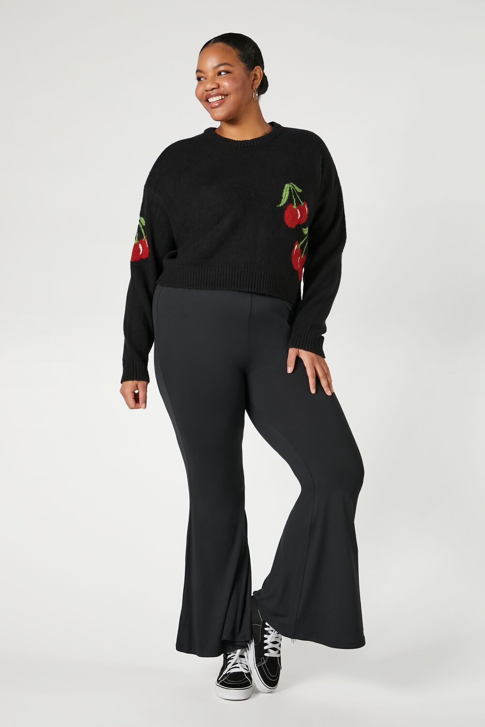 Plus Size Cherry Print Sweater