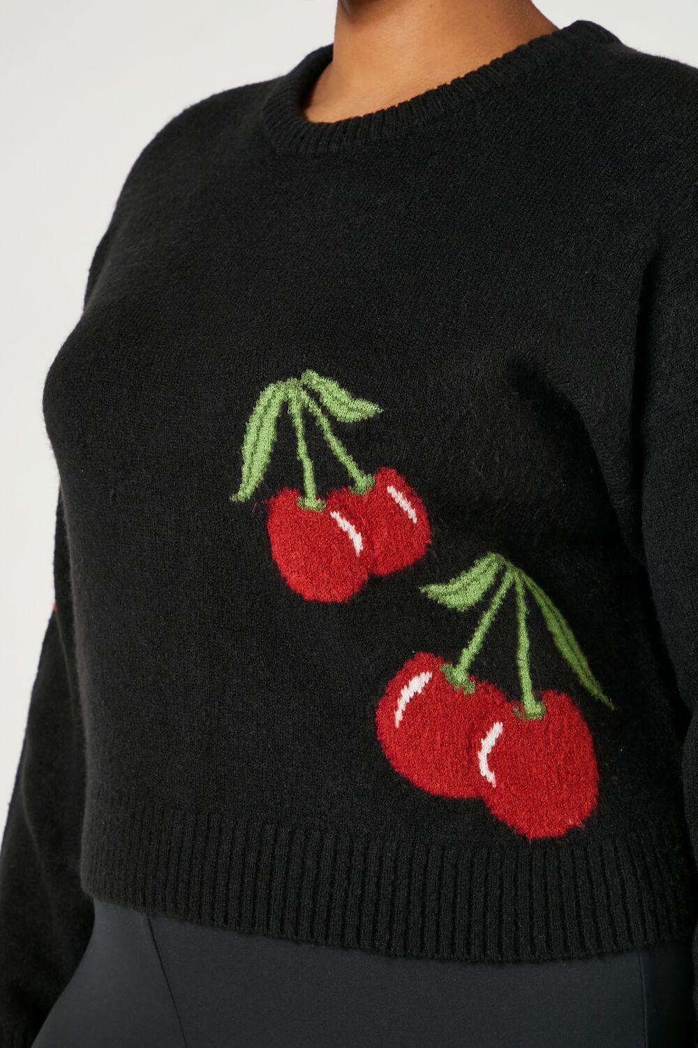 Plus Size Cherry Print Sweater