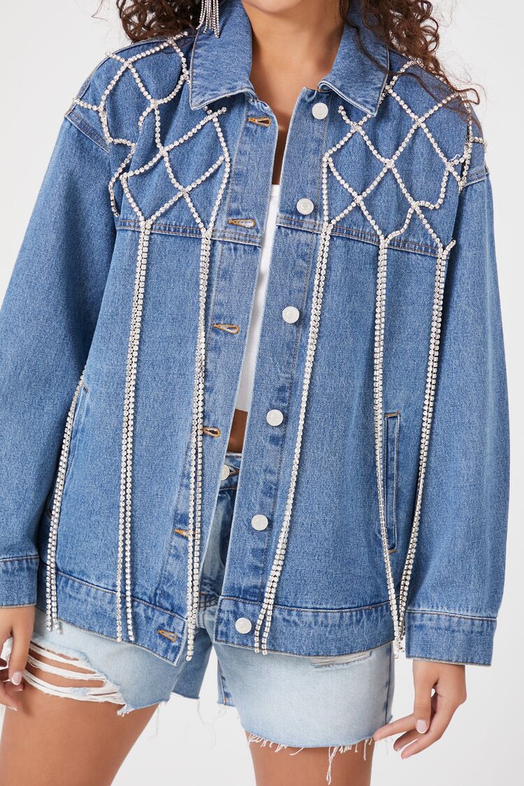 Rhinestone Fringe Denim Jacket