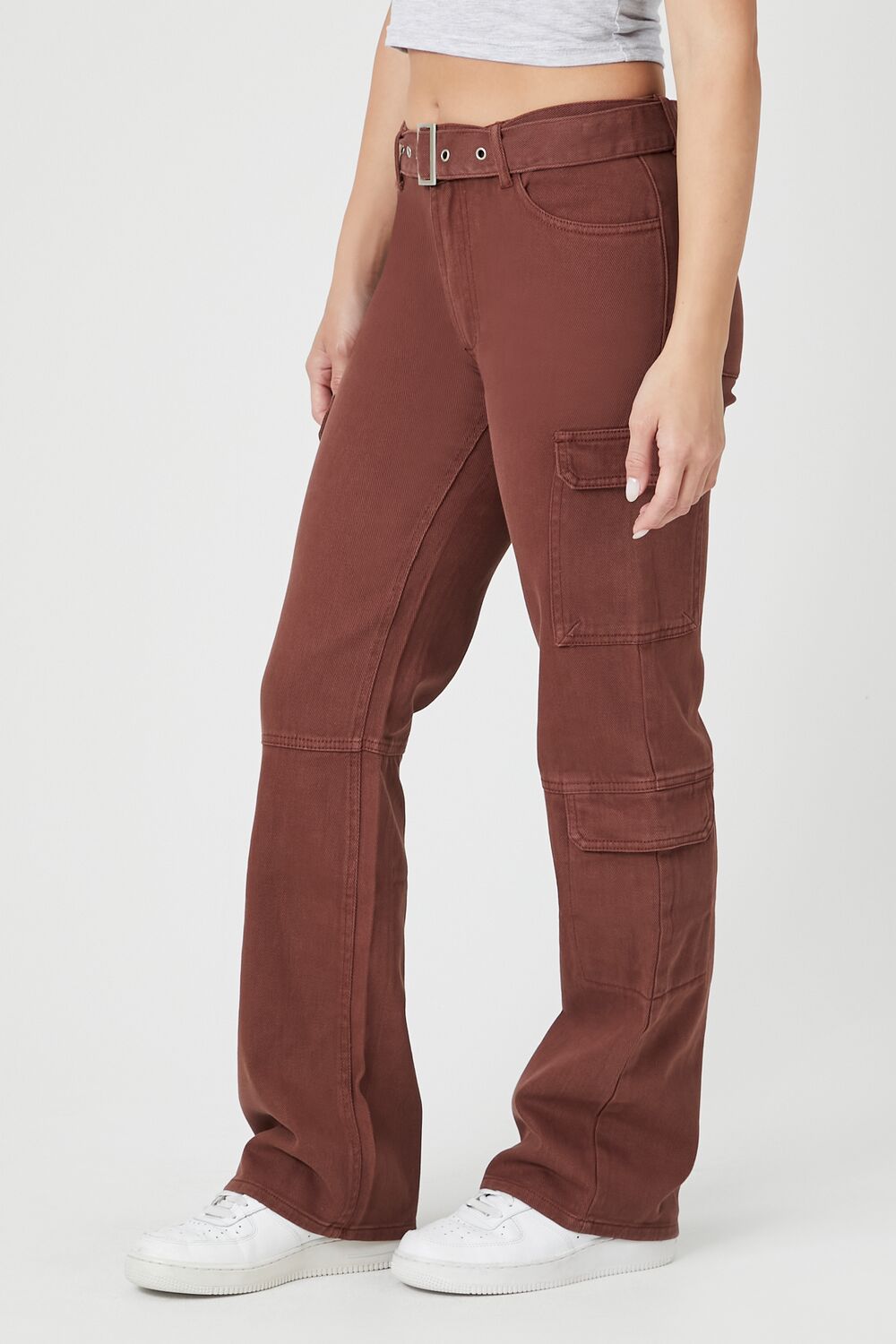 Belted Denim Cargo Jeans