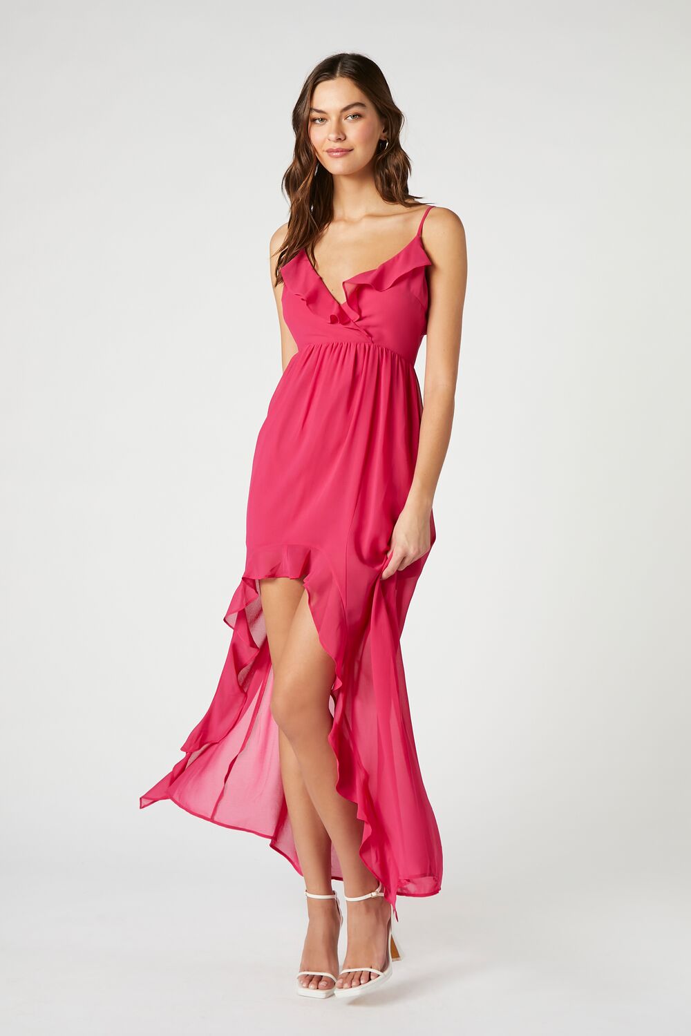 Chiffon Ruffle High-Low Dress