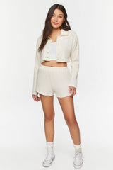 Cropped Waffle Knit Shirt & Shorts Set