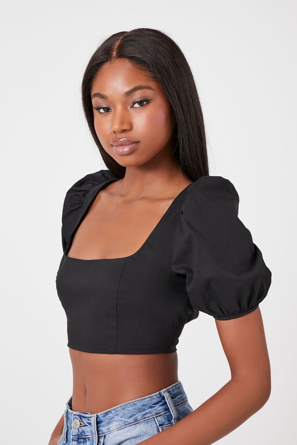 Poplin Cutout Crop Top