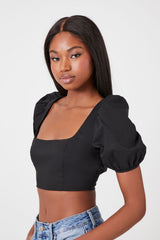 Poplin Cutout Crop Top