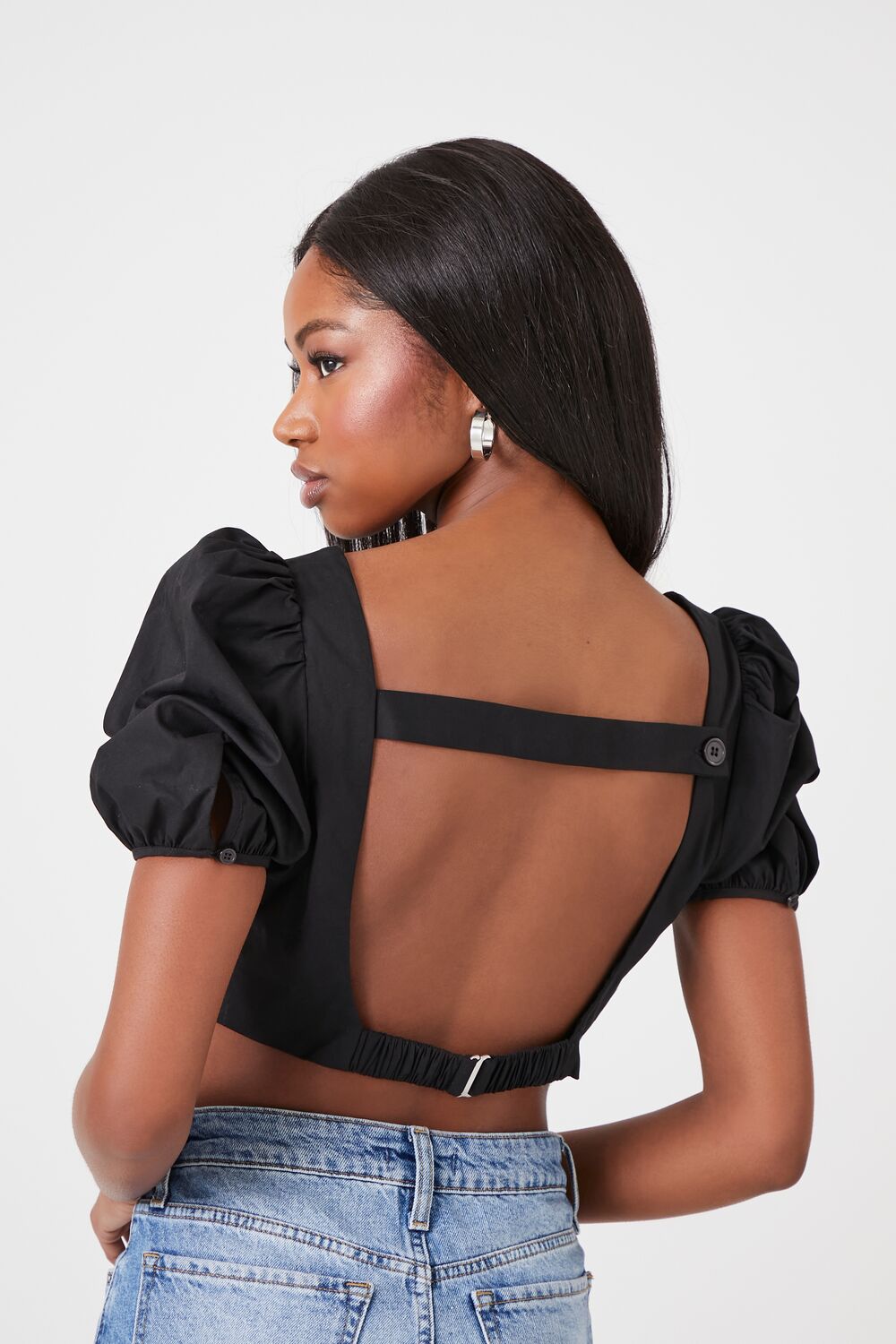 Poplin Cutout Crop Top
