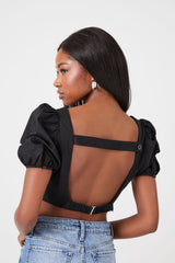 Poplin Cutout Crop Top