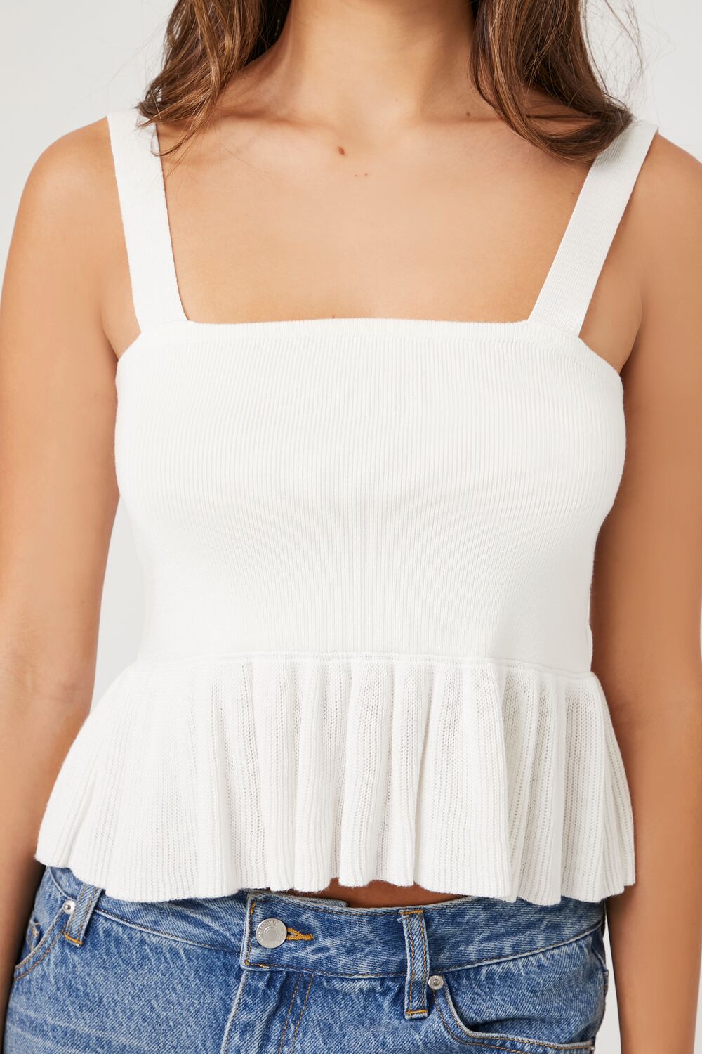Sweater-Knit Flounce Tank Top