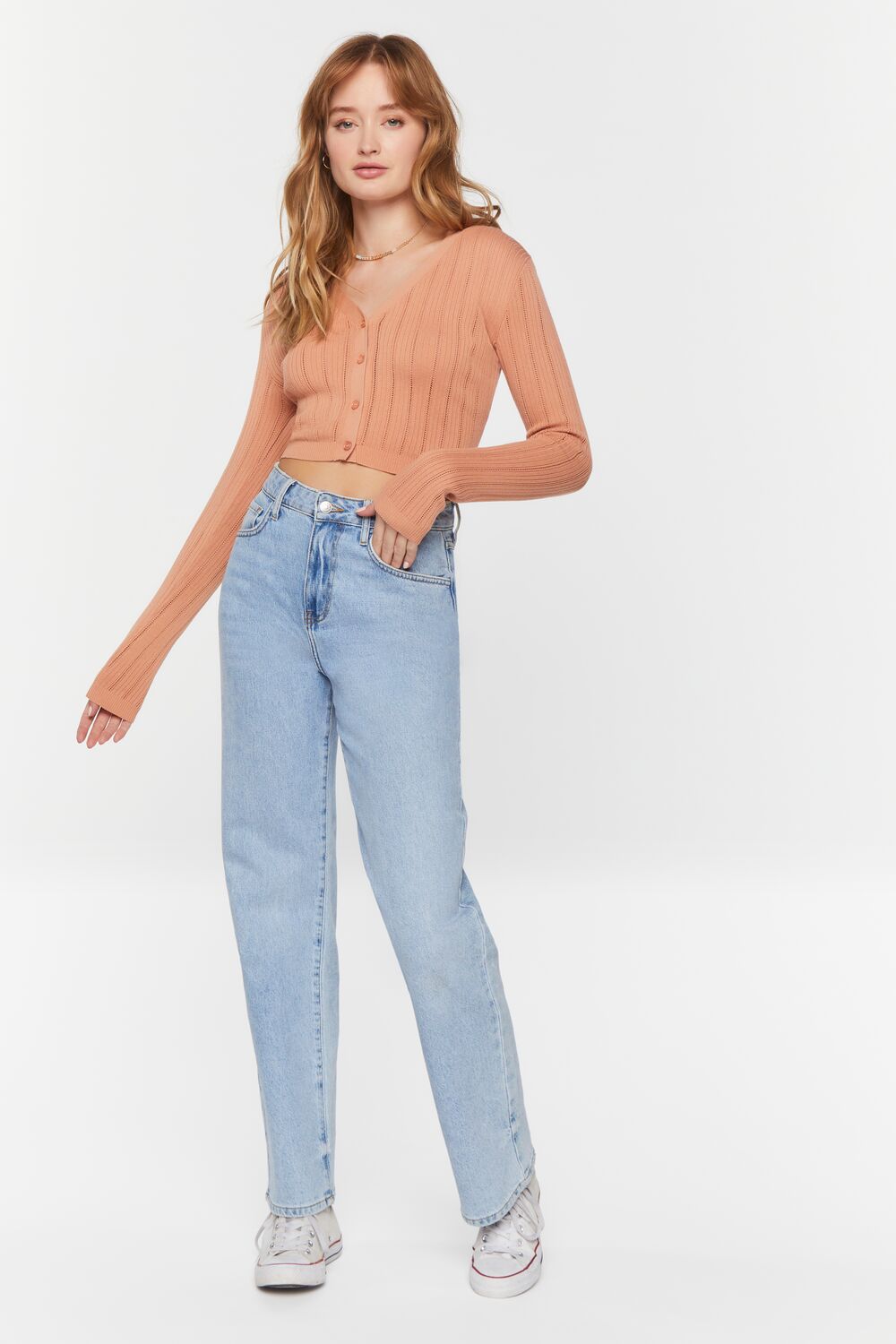 Lace-Up Cropped Cardigan Sweater