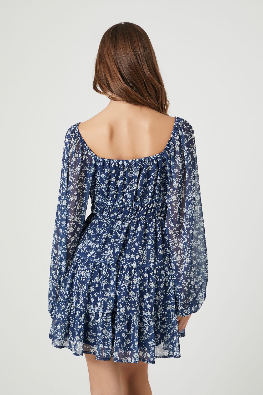Floral Plunging Tiered Babydoll Dress