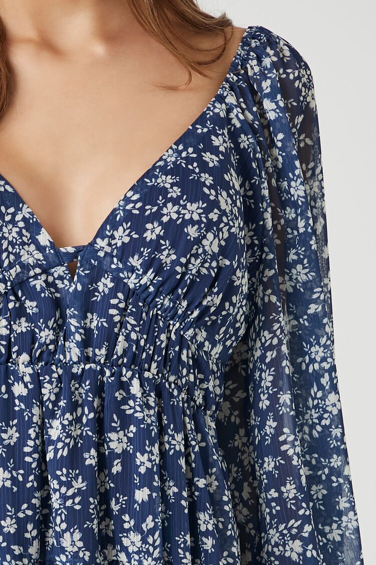 Floral Plunging Tiered Babydoll Dress