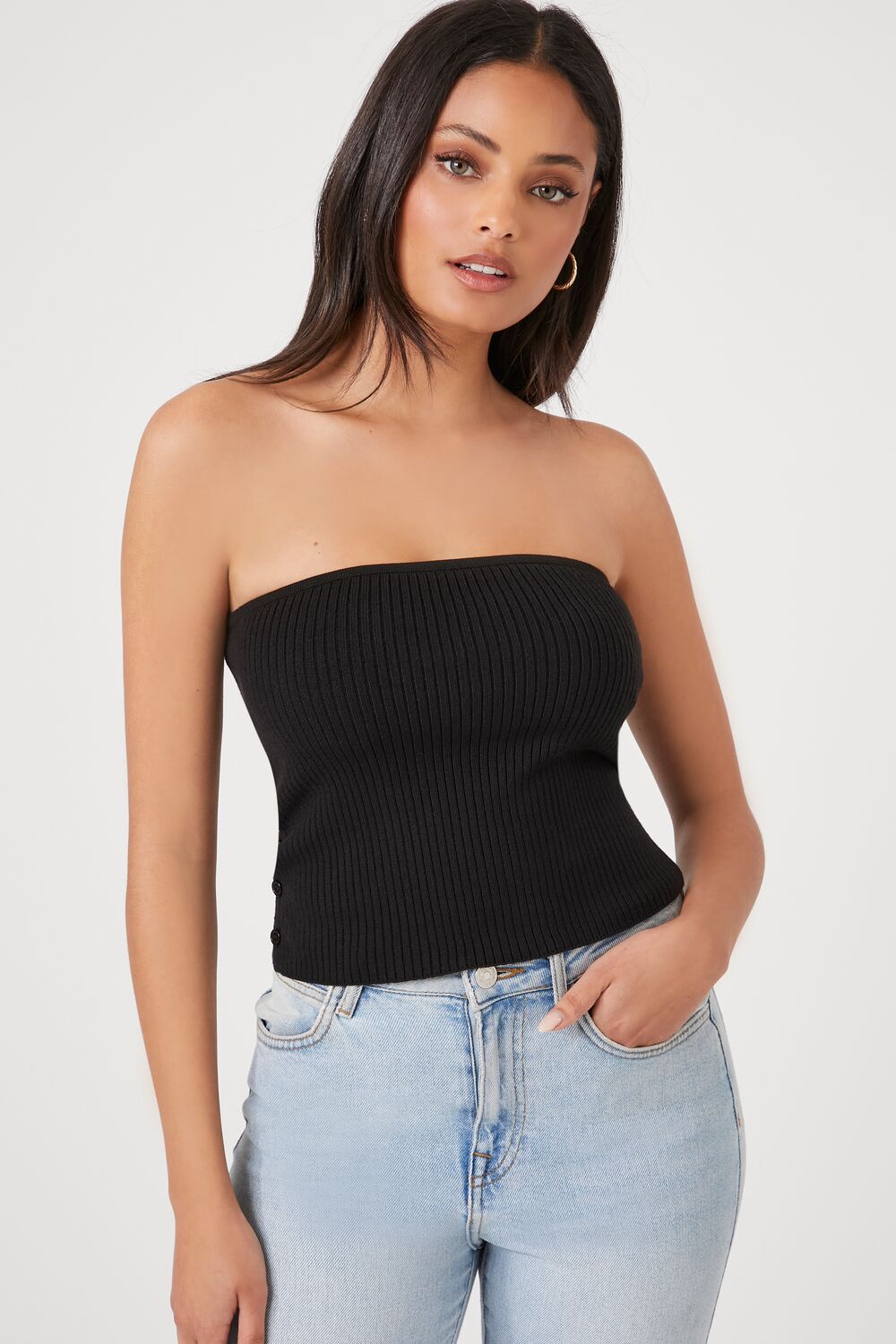Sweater-Knit Ribbed Tube Top