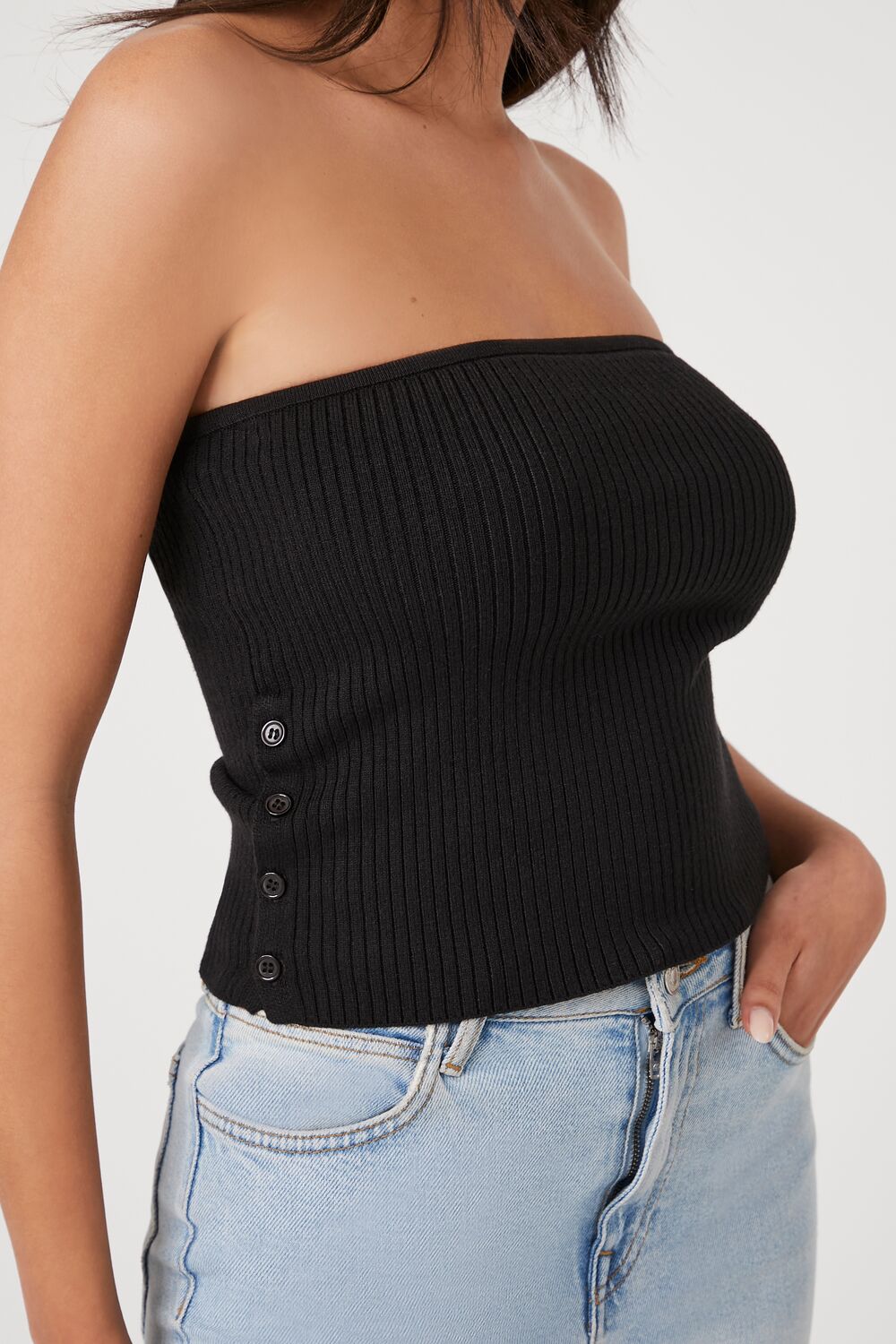 Sweater-Knit Ribbed Tube Top