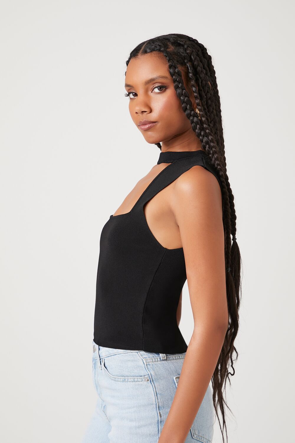 Sweater-Knit Cutout Top
