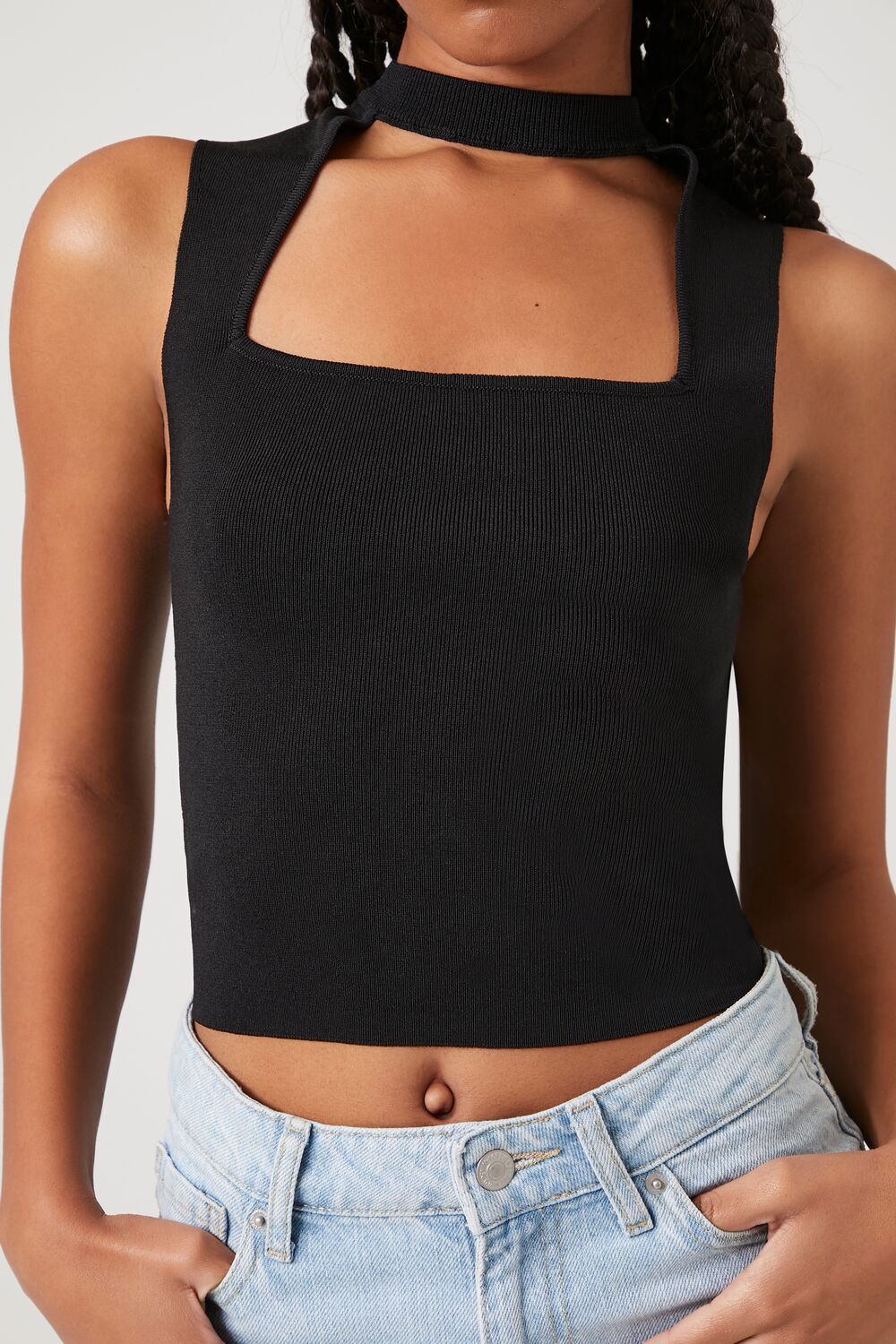 Sweater-Knit Cutout Top